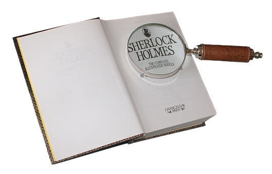 Sherlock Holmes Bookwith Magnifying Glass PNG image