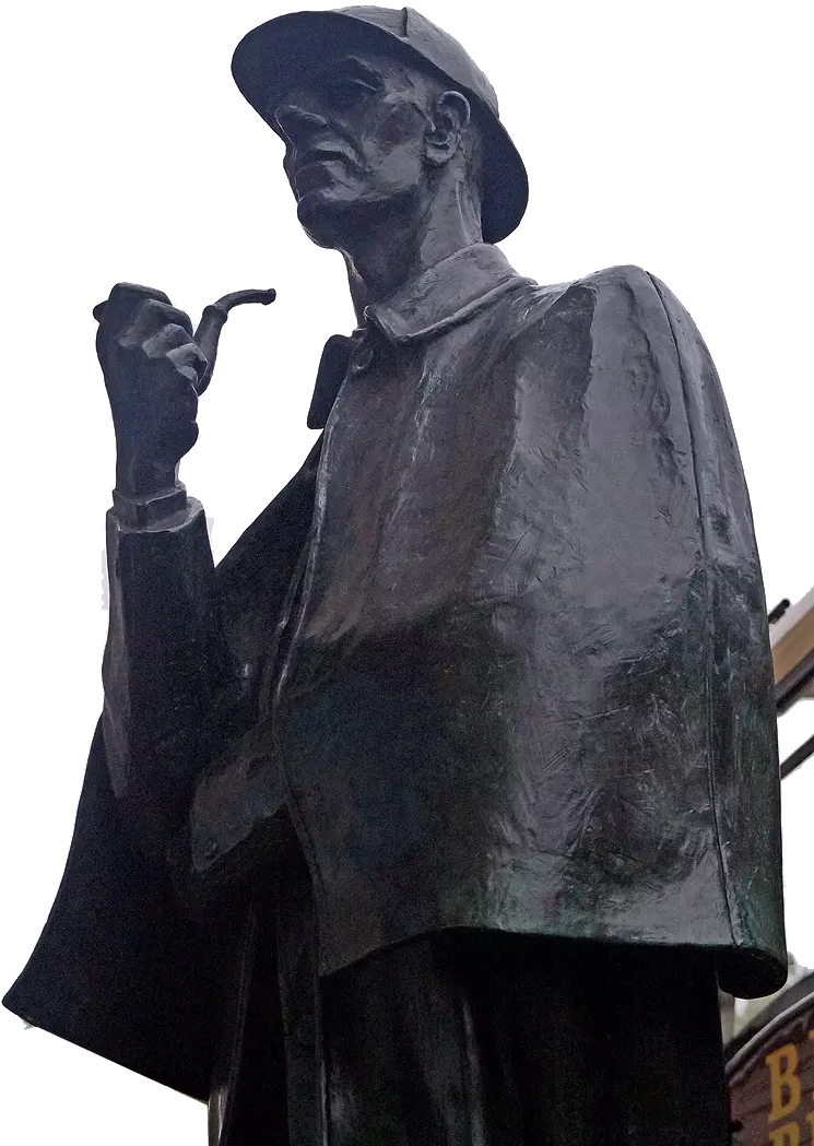 Sherlock Holmes Statue Contemplative Detective PNG image