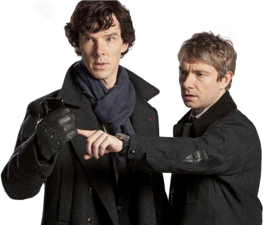 Sherlockand Watson Detective Duo PNG image