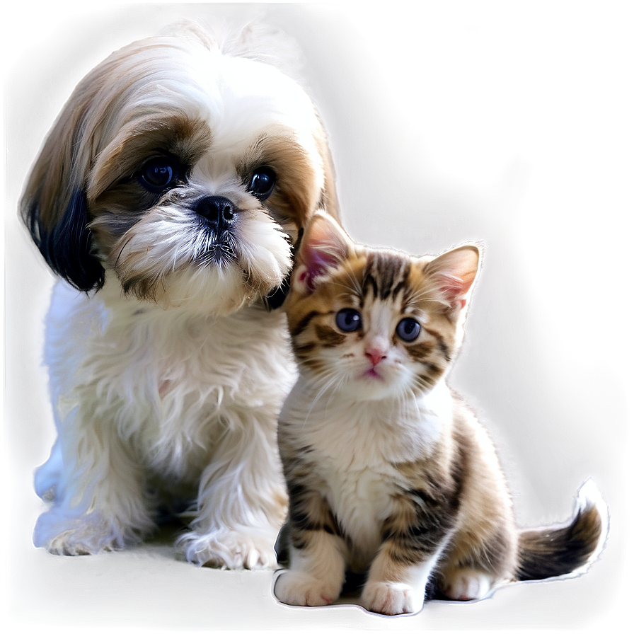 Shih Tzu And Kitten Friends Png 06242024 PNG image