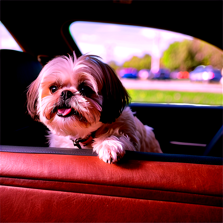 Shih Tzu Enjoying Car Ride Png 15 PNG image