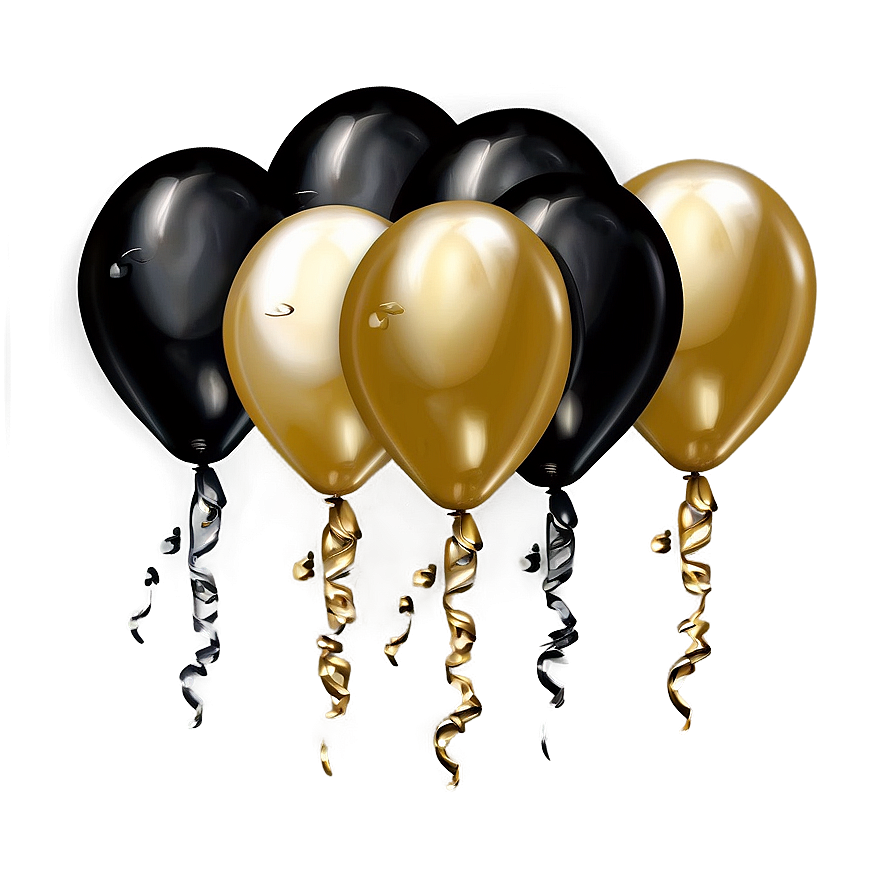 Shimmering Black And Gold Balloons Png 06132024 PNG image