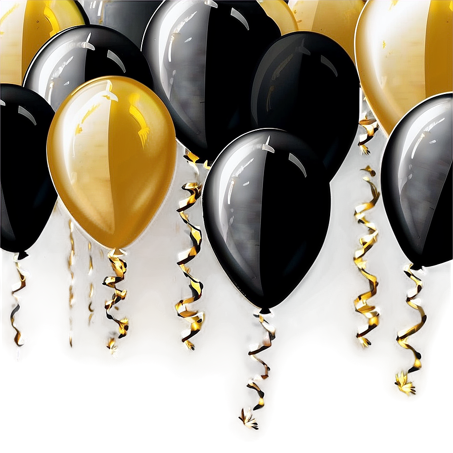 Shimmering Black And Gold Balloons Png Wwd93 PNG image