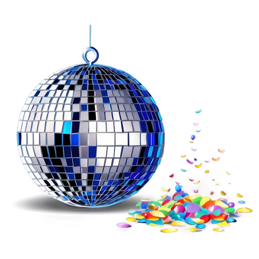 Shimmering Disco Ball With Confetti.png PNG image