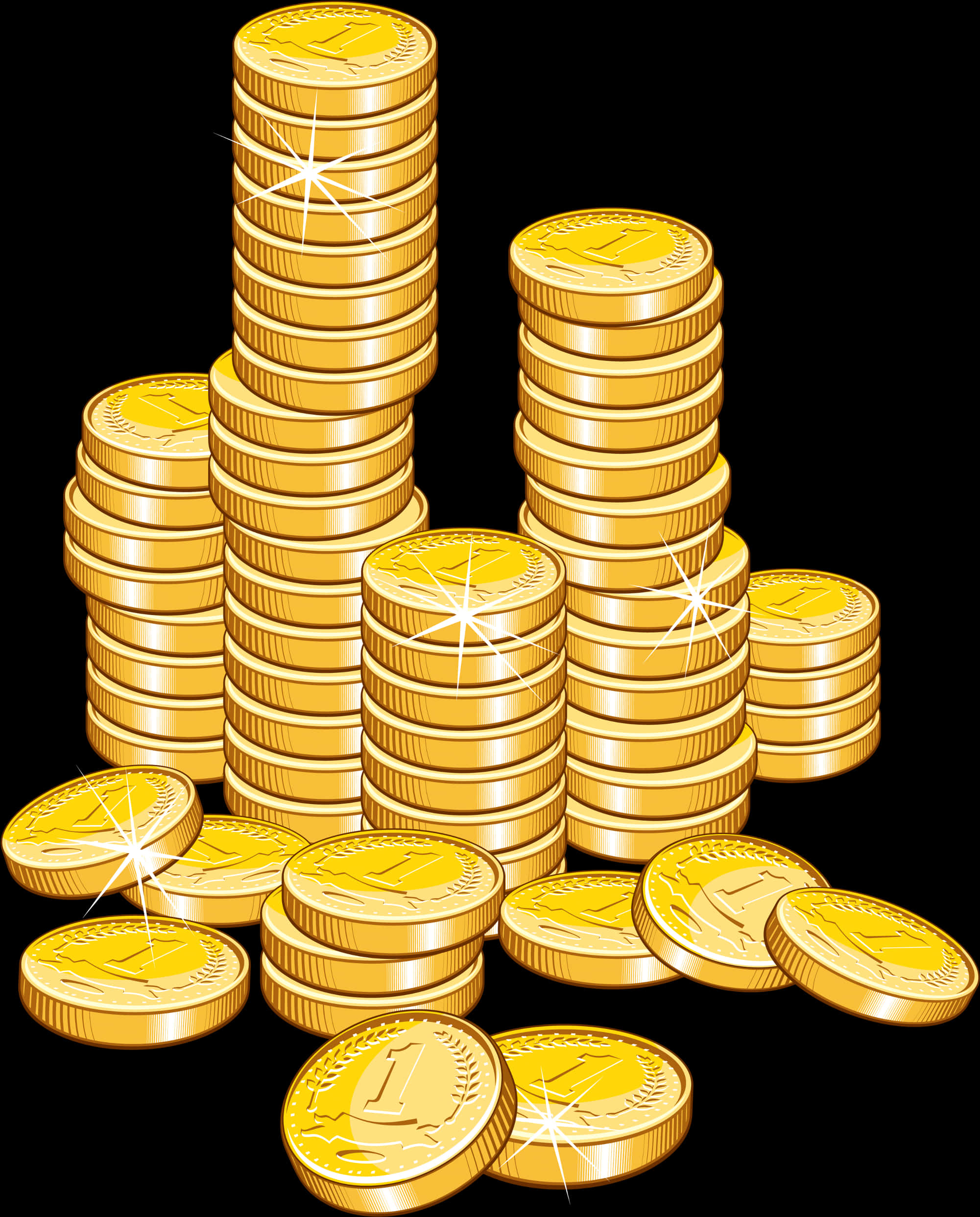 Shimmering Gold Coins Stacked PNG image