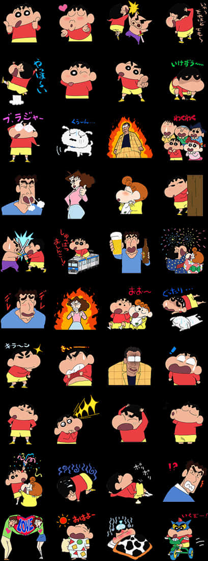 Shin Chan Expressions Collage PNG image