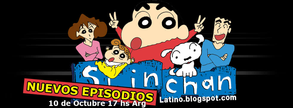 Shin Chan Familyand Pets Promotional Banner PNG image