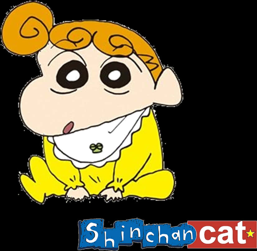 Shinchan Cartoon Character Yellow Outfit PNG image