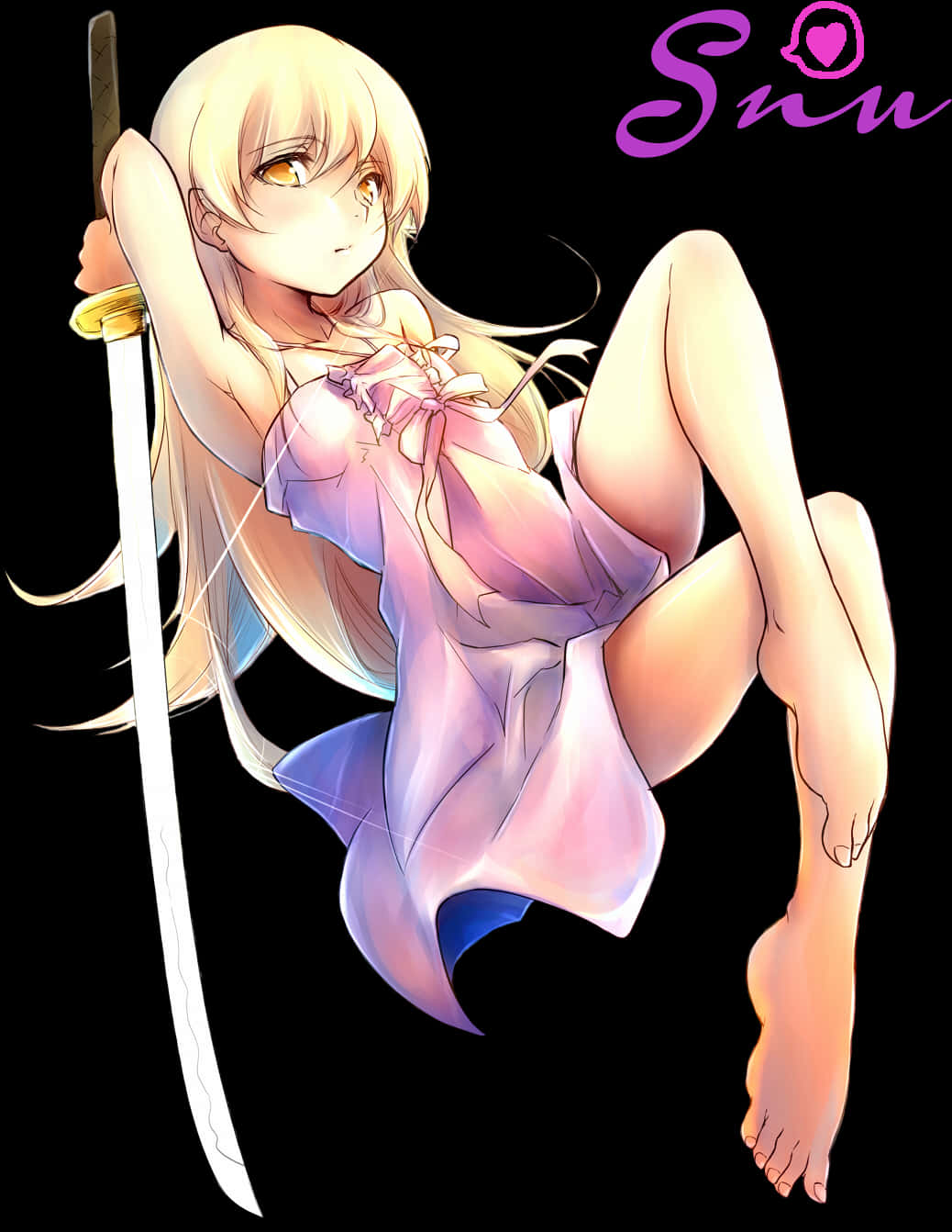 Shinobu Anime Characterwith Sword PNG image