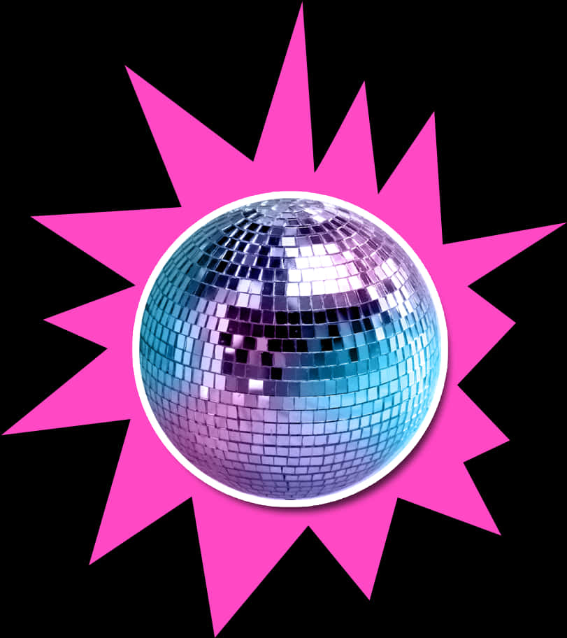 Shiny Disco Ball Pink Starburst Background PNG image