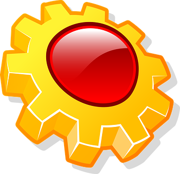 Shiny Gold Gear Icon PNG image