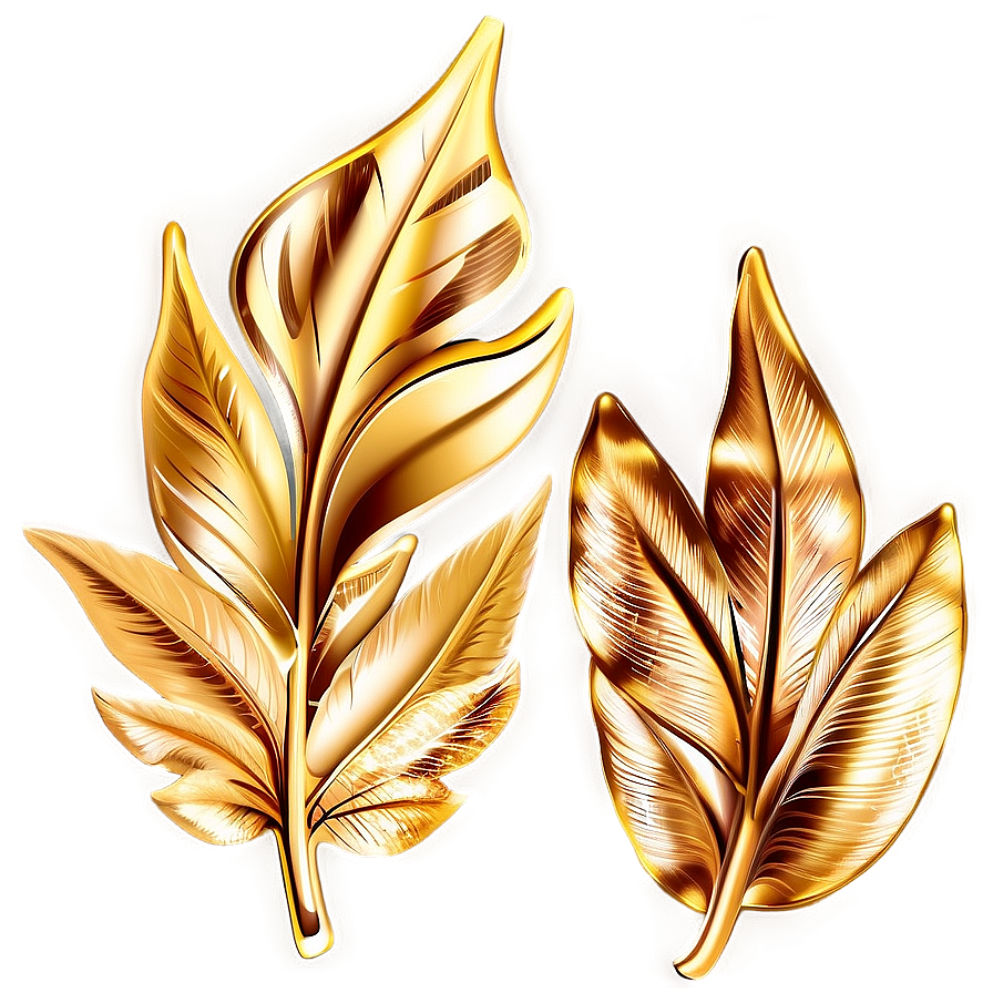 Shiny Gold Leaves Decoration Png 06262024 PNG image