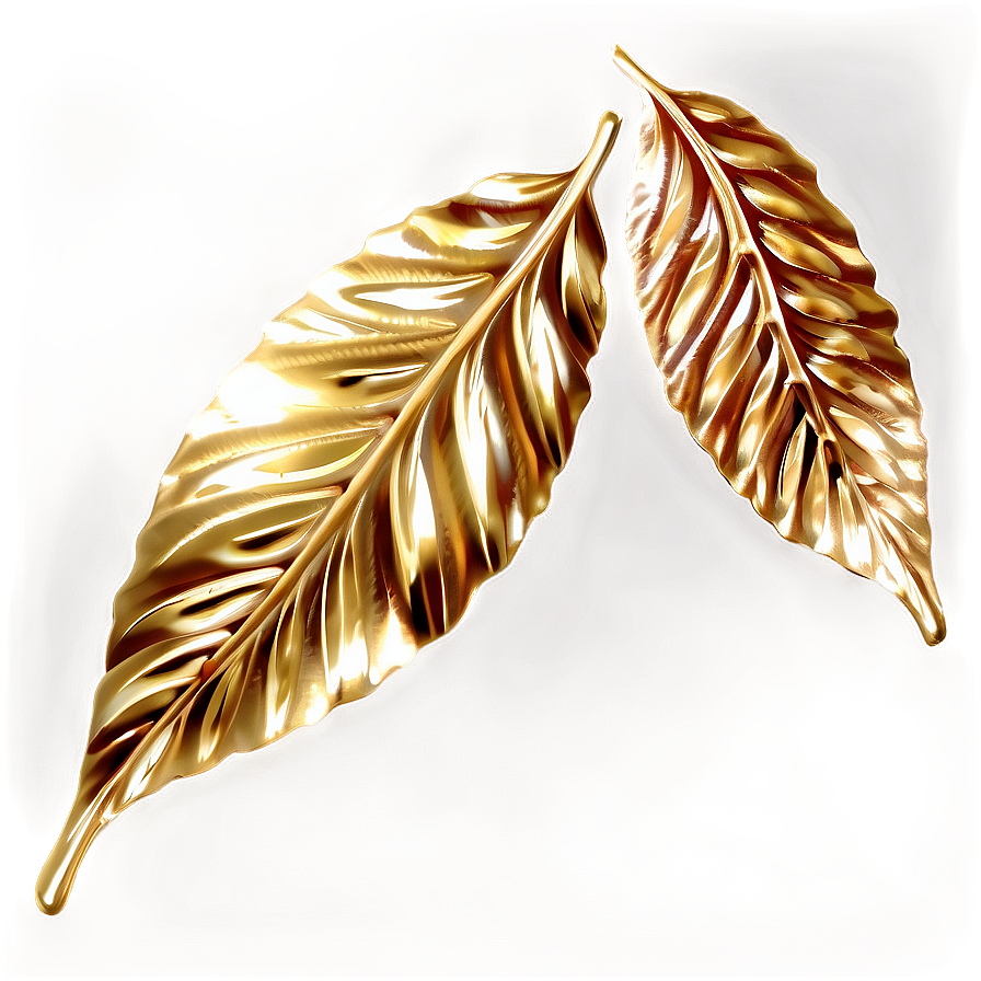 Shiny Gold Leaves Decoration Png 75 PNG image