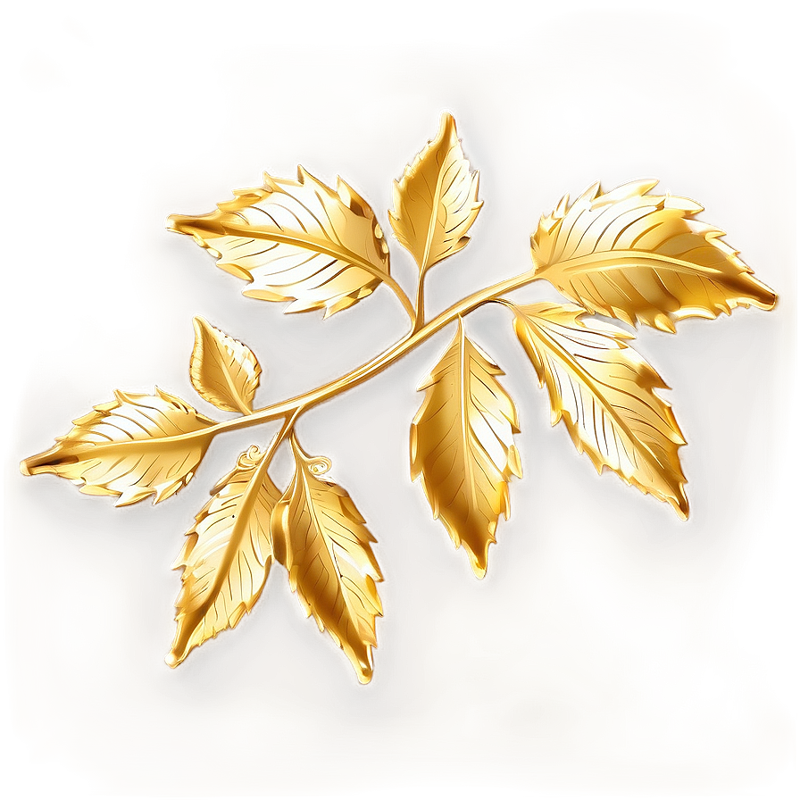 Shiny Gold Leaves Decoration Png Fxd PNG image