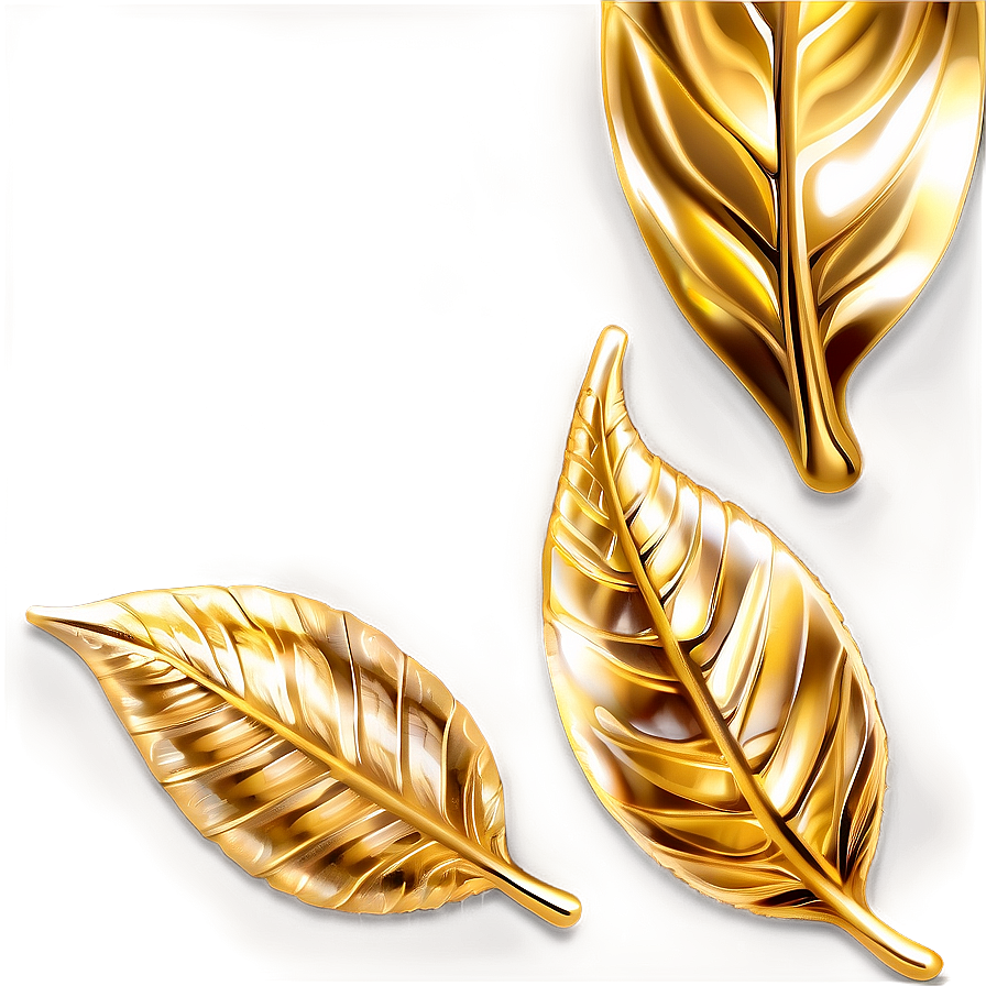 Shiny Gold Leaves Decoration Png Ujo PNG image