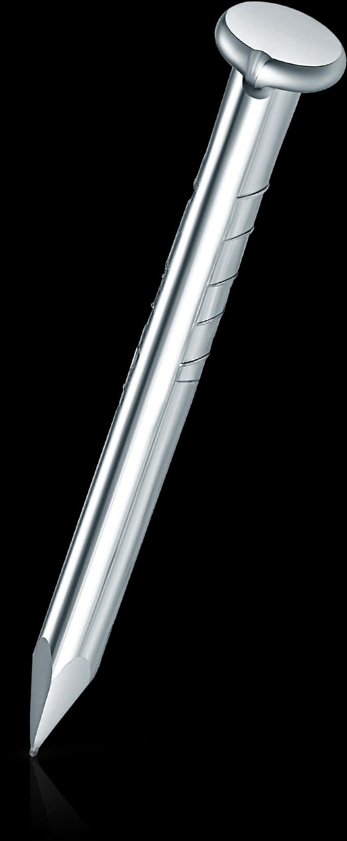Shiny Metal Nail Black Background PNG image