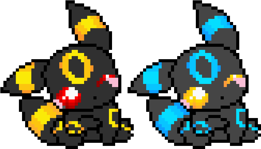 Shiny Non Shiny Umbreon Pixel Art PNG image