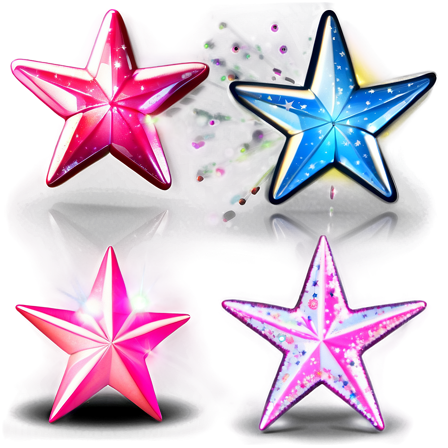 Shiny Pink Stars Png 06122024 PNG image