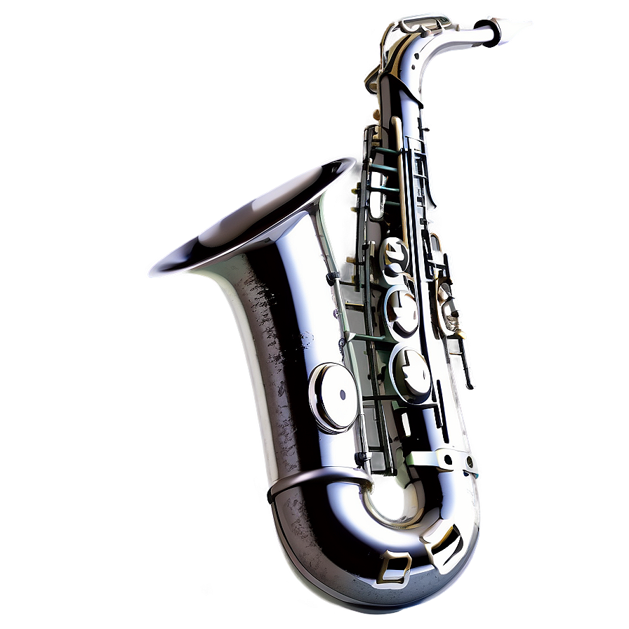 Shiny Silver Saxophone Png 05252024 PNG image