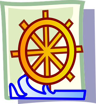 Ship Steering Wheel Illustration PNG image