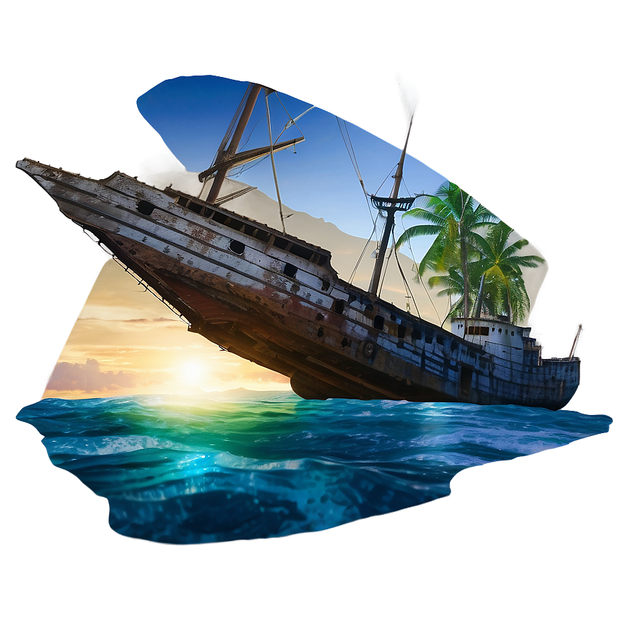 Shipwreck At Dawn Light Png Bmk95 PNG image