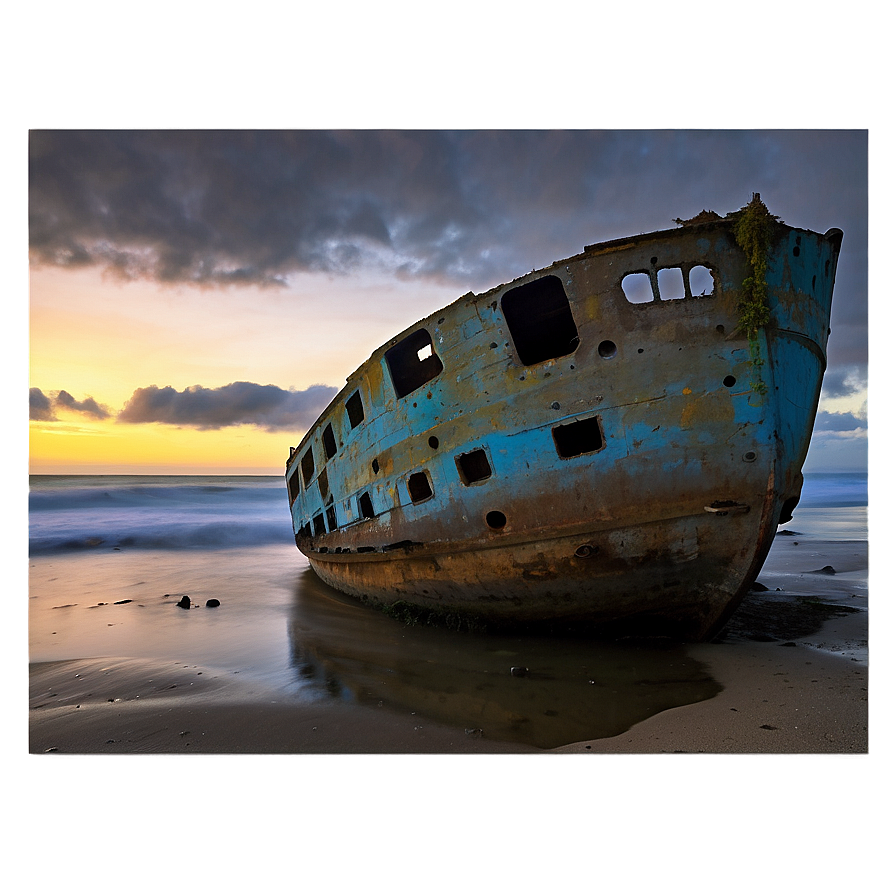 Shipwreck At Dawn Light Png Kmf PNG image