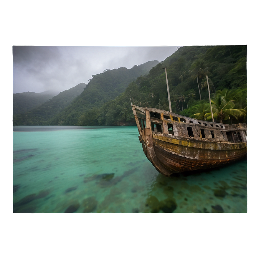 Shipwreck In Misty Cove Png 06212024 PNG image