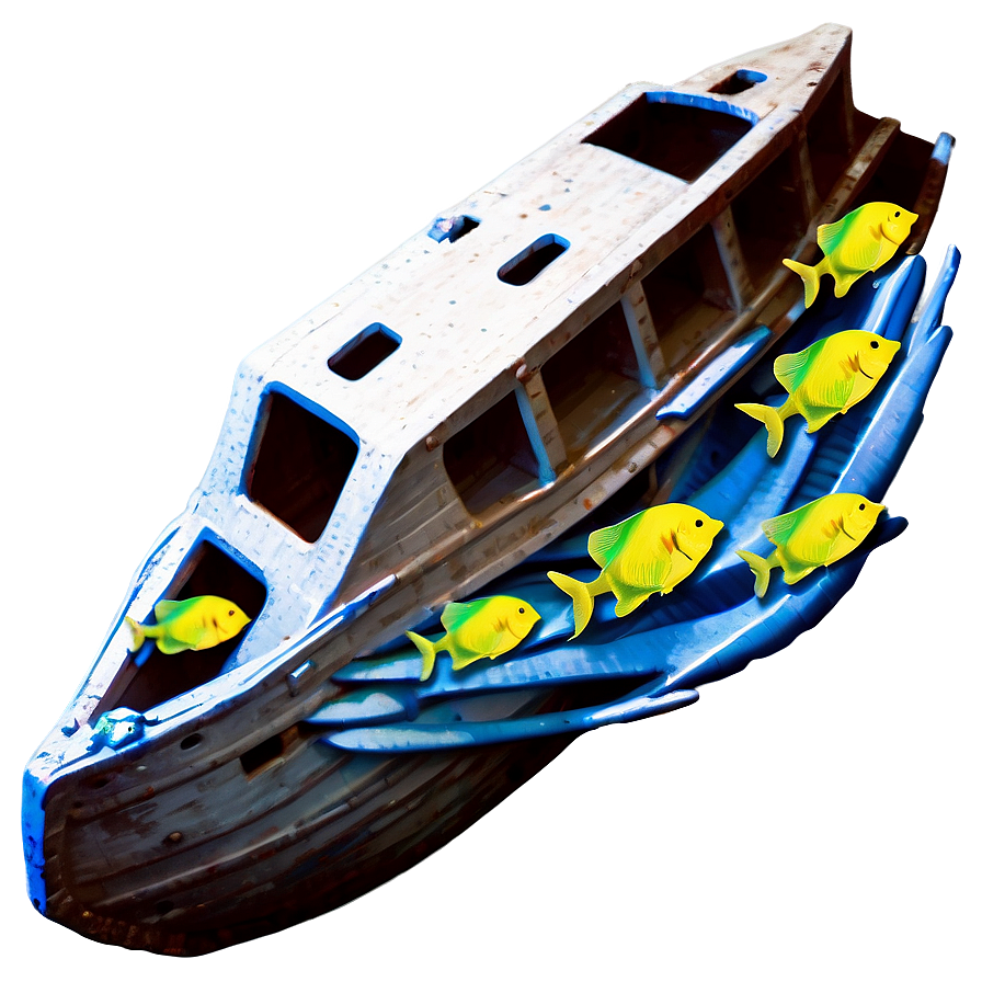 Shipwreck With Swarming Fish Png 06212024 PNG image