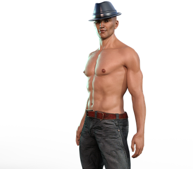 Shirtless Man Fedora Hat PNG image