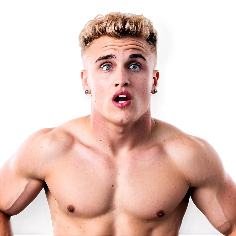 Shirtless Man Surprised Expression PNG image