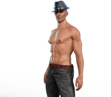 Shirtless Man With Fedora Hat PNG image