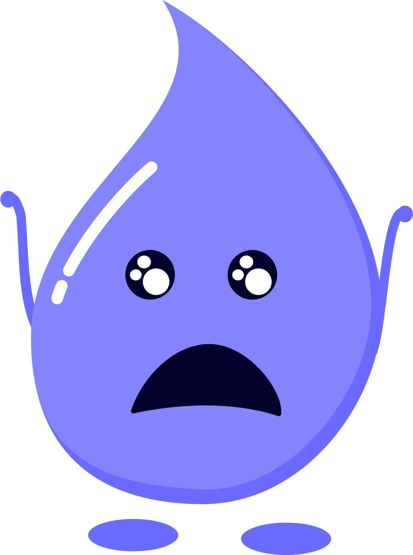 Shocked Water Drop Cartoon Character PNG image