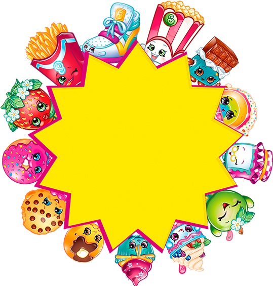 Shopkins Characters Around Star Frame PNG image