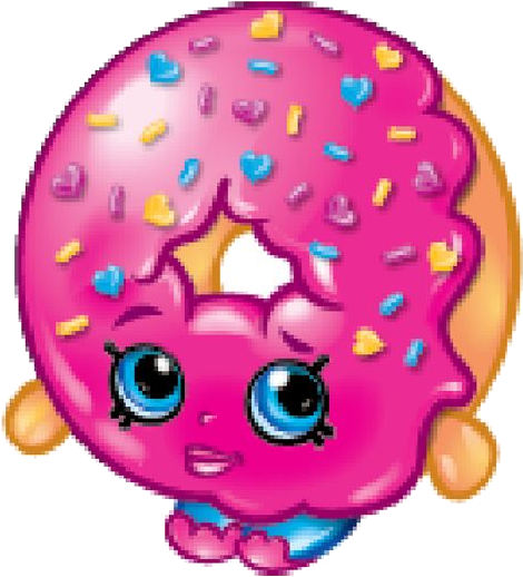 Shopkins Pink Glazed Donut Character PNG image