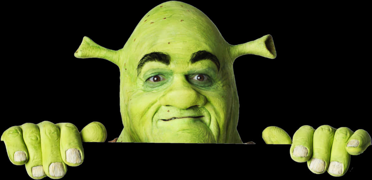 Shrek Peeking Over Edge PNG image