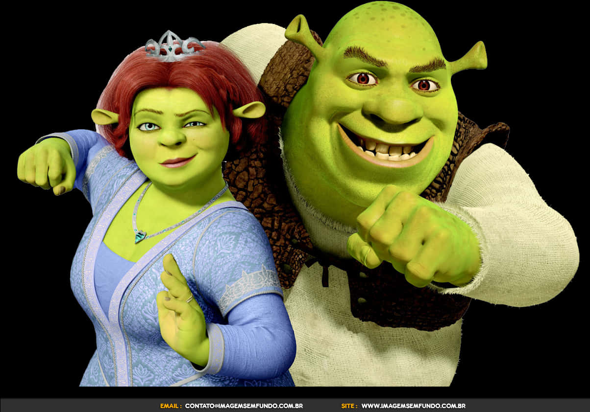 Shrekand Fiona Animated Characters PNG image