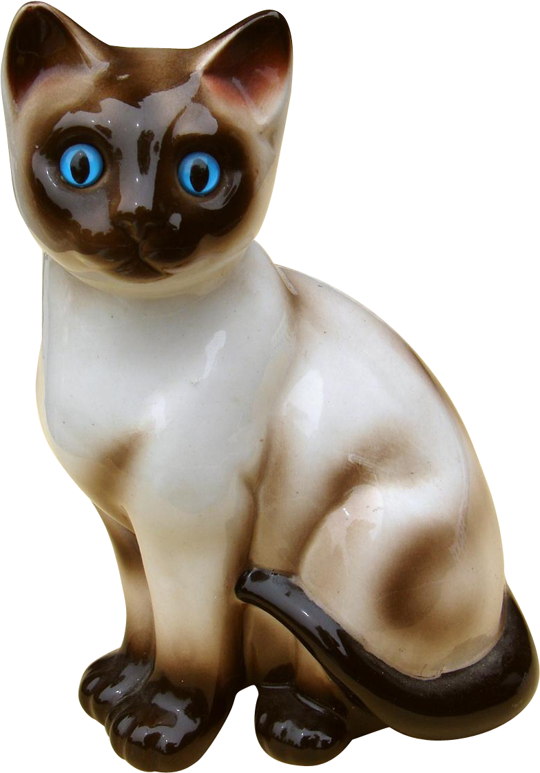 Siamese Cat Figurine Blue Eyes PNG image
