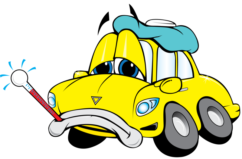 Sick Car Cartoon Character PNG image