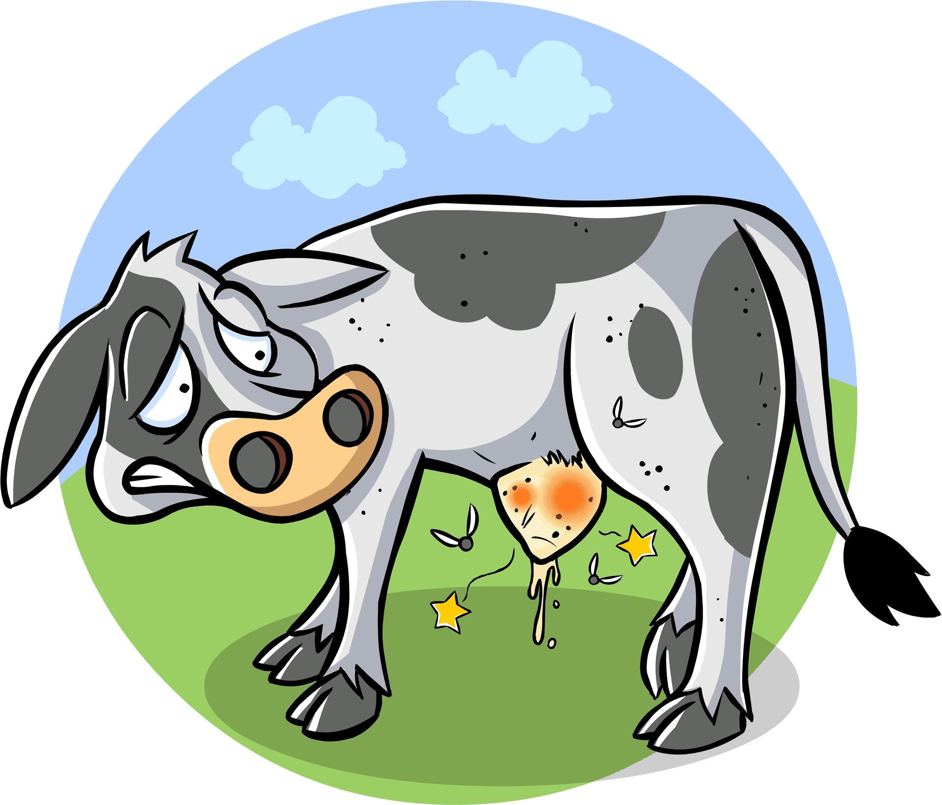 Sick Cow Cartoon Illustration PNG image