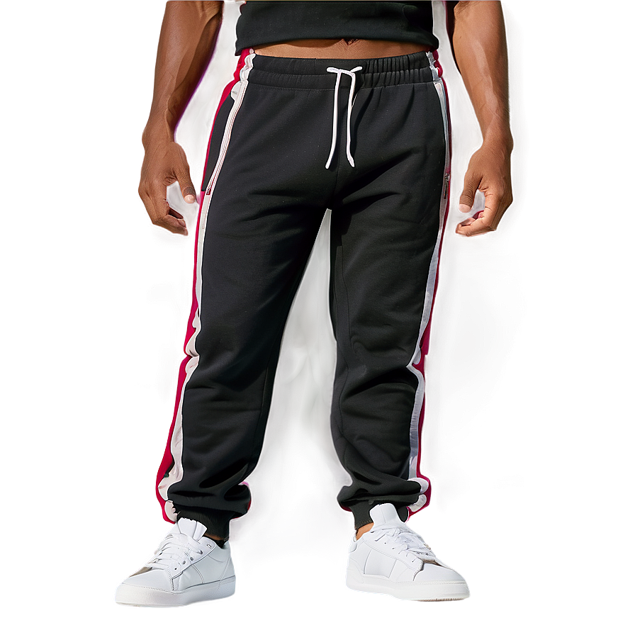 Side Stripe Black Sweatpants Png 06132024 PNG image