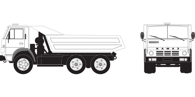 Sideand Front View Dump Truck Illustration PNG image