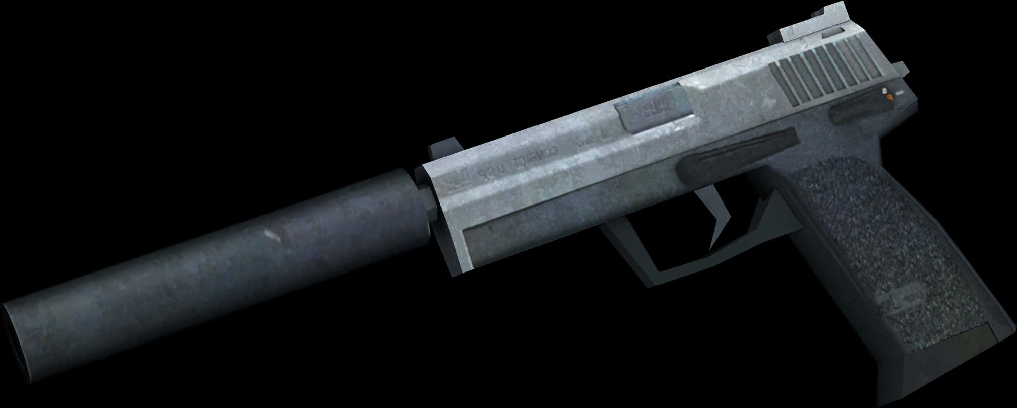 Silenced Pistol Isolatedon Black PNG image