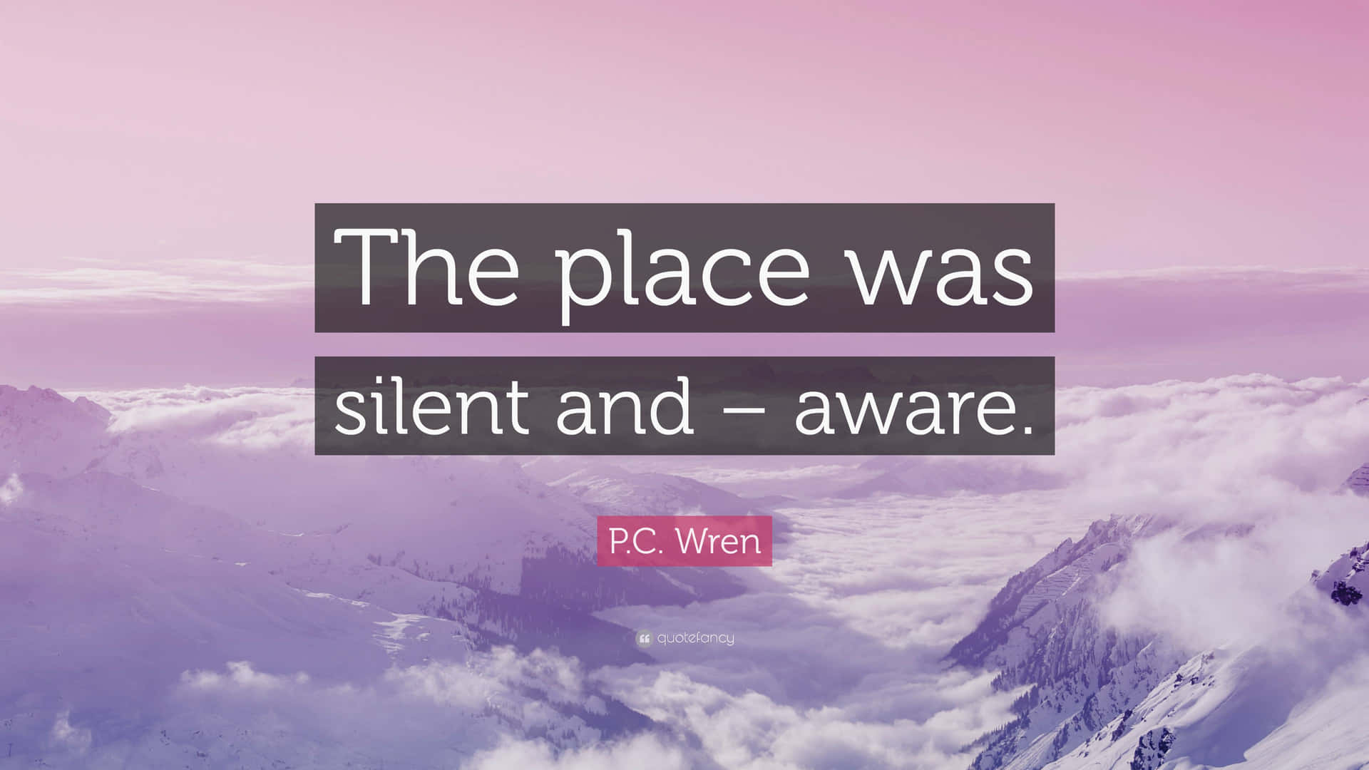 Silent Aware Mountain Quote PNG image