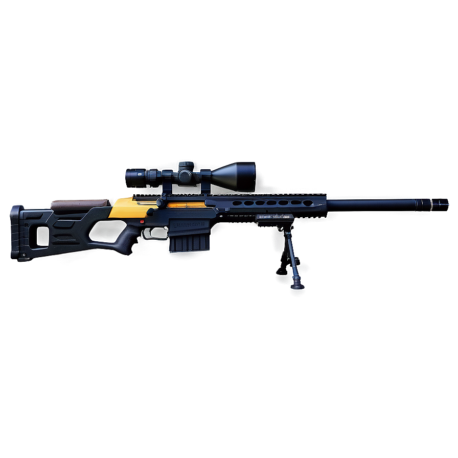 Silent Sniper Rifle With Suppressor Png 76 PNG image