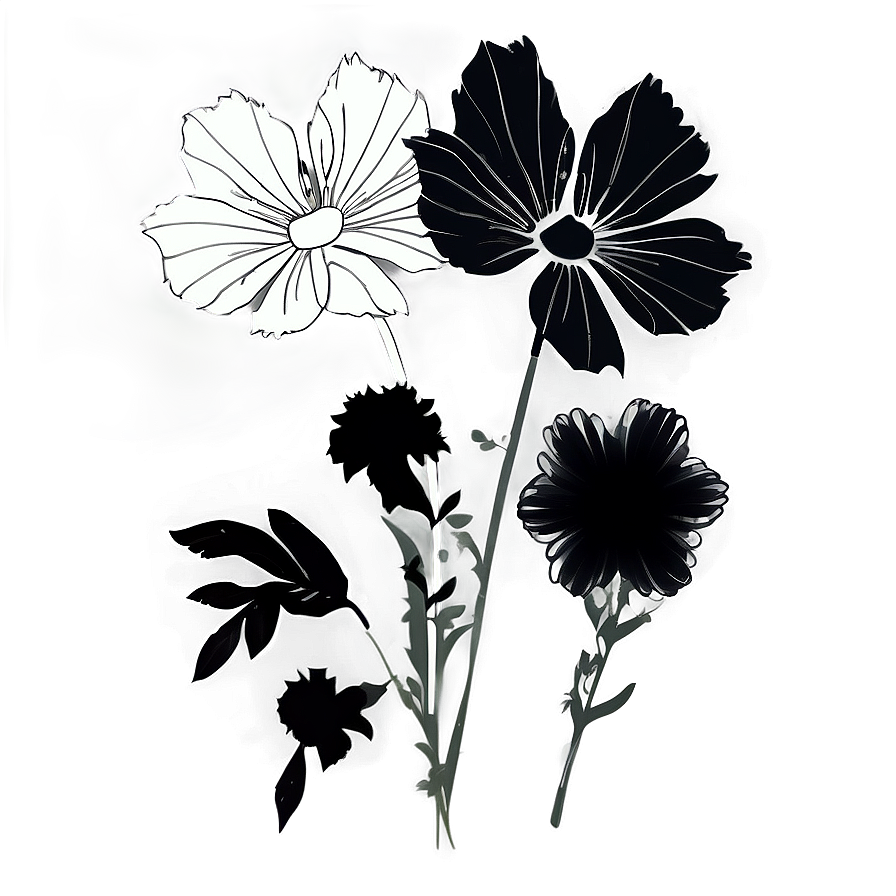 Silhouette Black White Flowers Png 88 PNG image