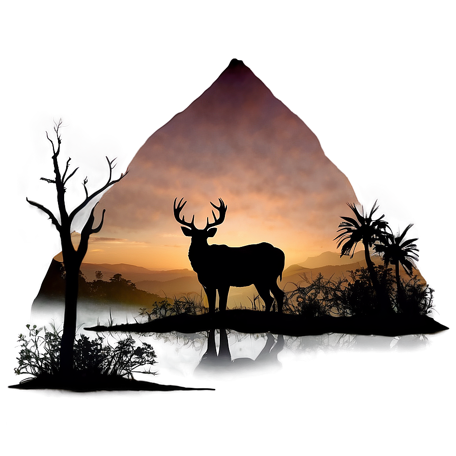 Silhouette Buck At Dusk Png Dwc28 PNG image