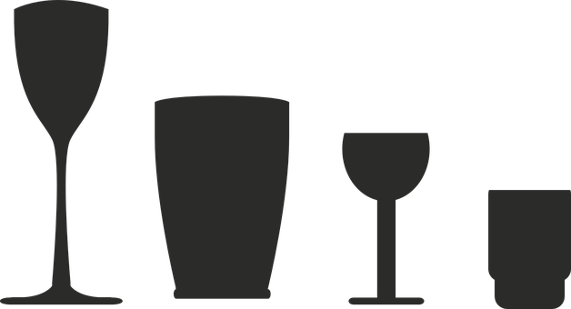 Silhouette Collectionof Drinking Glasses PNG image