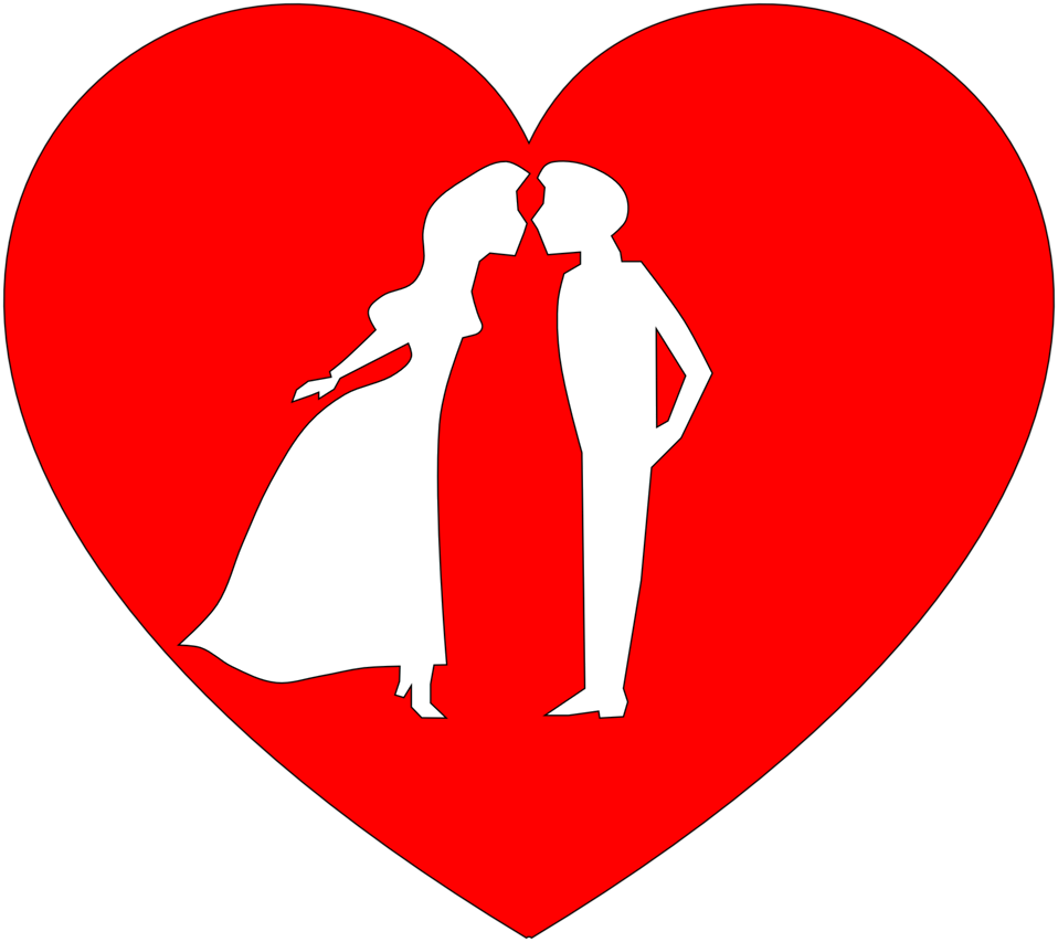 Silhouette Couple In Heart Shape PNG image