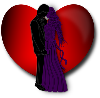 Silhouette Couple Love Heart Background PNG image