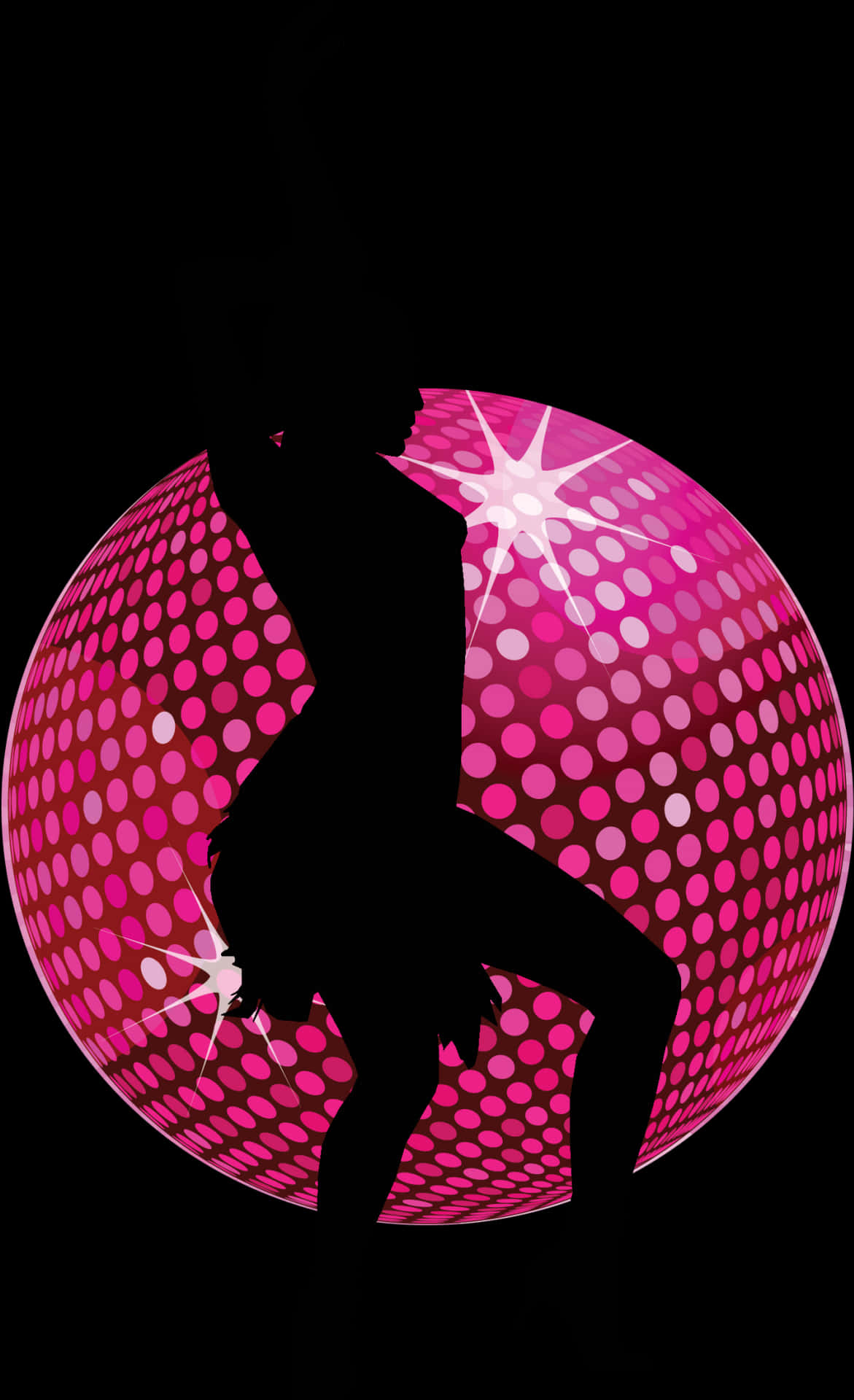 Silhouette Dancer Disco Ball Background PNG image